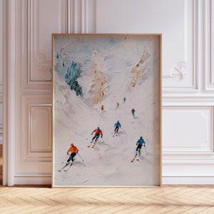 Retro Ski Poster | Vintage Ski Poster | Winter Sport Poster | Retro Skiing Poster | Vintage Ski Print | Snowy Mountain Mini Skier Print