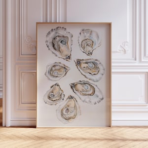 DIGITAL DOWNLOAD | Watercolor Oyster Print | Cute Oyster Digital Download Print | Trendy Oyster Print |Aesthetic Coastal Granddaughter Print