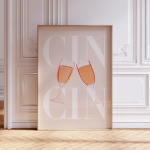 Impresión de Cin Cin / Impresión de Cheers / Póster de cóctel / Póster de champán / Póster de Cin Cin / Arte mural de champán para brindar / Impresión de carrito de bar femenino