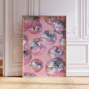 DIGITAL DOWNLOAD | Mirrorball Poster | Groovy Disco Ball Print | Girly Disco Ball Decor | Pink Disco Print for Dorm | Retro Disco Art Print
