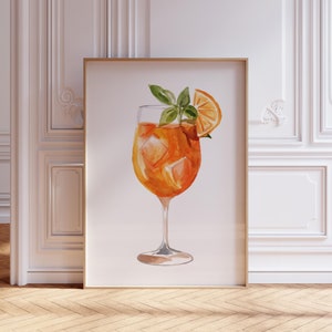Impresión de Aperol Spritz / Póster de Aperol Spritz / Póster de cóctel de verano / Impresión de carrito de bar femenino / Póster de alcohol / Impresión de cóctel de acuarela