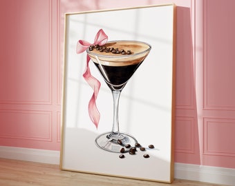 DIGITAL DOWNLOAD | Espresso Martini Print | Pink Coquette Wall Art | Espresso Martini Wall Art | Alcohol Poster | Espresso Martini Poster