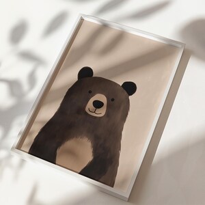 Brown neutral nursery bear print