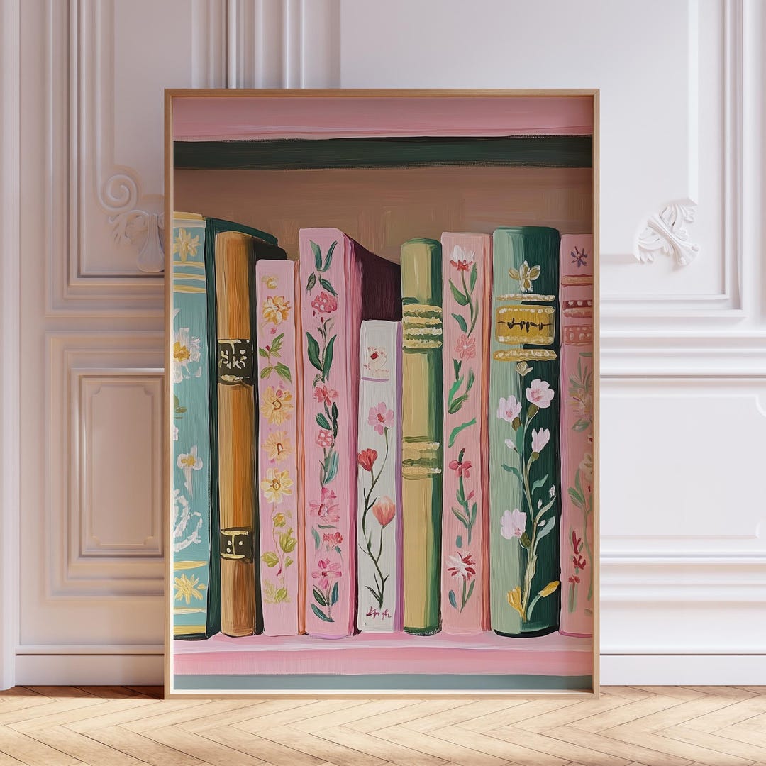 Reading Art Print | Pink Book Art Print | Library Poster | Girly Book ...