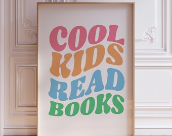 Retro Cool Kids Read Book Wall Art Print