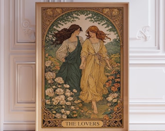 The Lovers Tarot Card Lesbian Wall Art Print