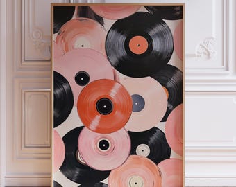 Pink Vinyl Record Poster | Retro Record Print | Vintage Vinyl Record Wall Art | Abstract Pink Record Print | Watercolor Vinyl Record Print