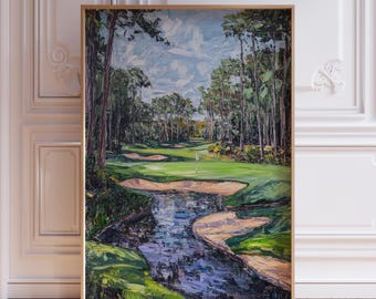 Arte mural de golf para hombres / Arte mural masculino / Lámina de golf en acuarela / Arte mural para hombres / Lámina de paisaje de golf / Lámina de arte de golf para la cueva del hombre