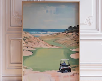 Lámina decorativa de golf para hombre / Lámina de golf en acuarela / Lámina de golf para oficina / Lámina artística de golf / Campo de golf en acuarela / Lámina de paisaje de golf