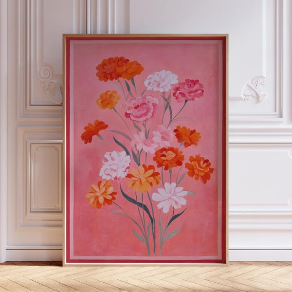 Lesbian Pride Flag Colors Flower Wall Art Print