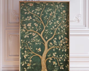 Sage Green Tree of Life Wall Art Print | Zen Tree of Life Wall Print | Spiritual Tree of Life Painting | Tree of Life Vertical Print