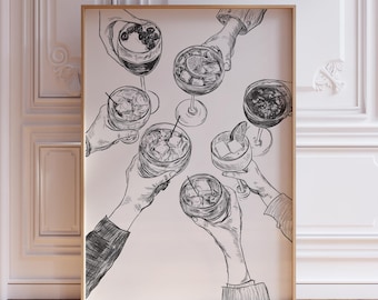 Black and White Cheers Wall Art Print