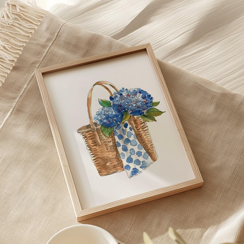 Blue Hydrangea Wall Art for Coastal Granddaughter Decor