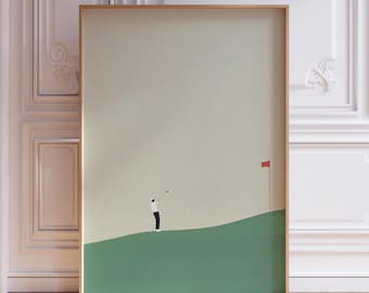 Lámina de golf para hombre / Lámina minimalista de golf / Póster de golf / Decoración de pared para oficina con temática de golf / Lámina de golf / Lámina artística de golf / Lámina de golf retro