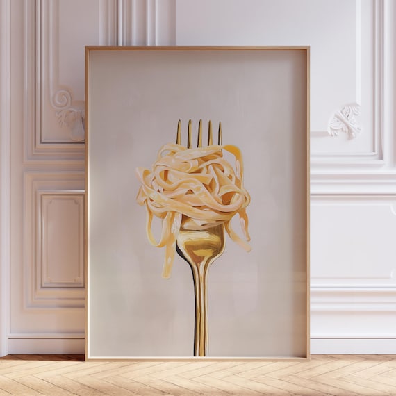 Spaghetti Pasta Wall Art Print for Italian Kitchen Decor