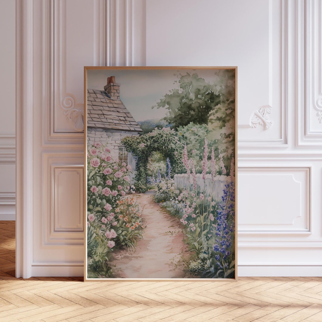 Floral Print | Flowers Garden Painting | Vintage Spring Cottage Wall ...