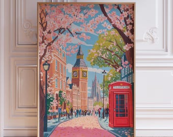 London Travel Poster Print | England Travel Poster | London Travel Print Vintage | Skyline London Travel Wall Art | London England Wall Art