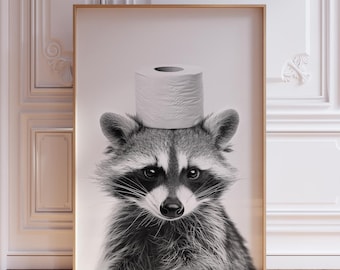 Raccoon Bathroom Wall Art Print
