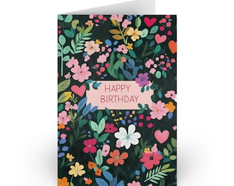 Green Floral Happy Birthday Card for Her