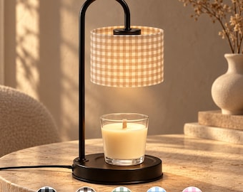 Gingham Linen Candle Warmer Lamp