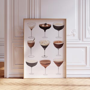 Impresión de Espresso Martini / Impresión artística de Espresso Martini / Póster de cóctel Arte de carrito de bar / Impresión de carrito de bar / Arte mural de Espresso Martini