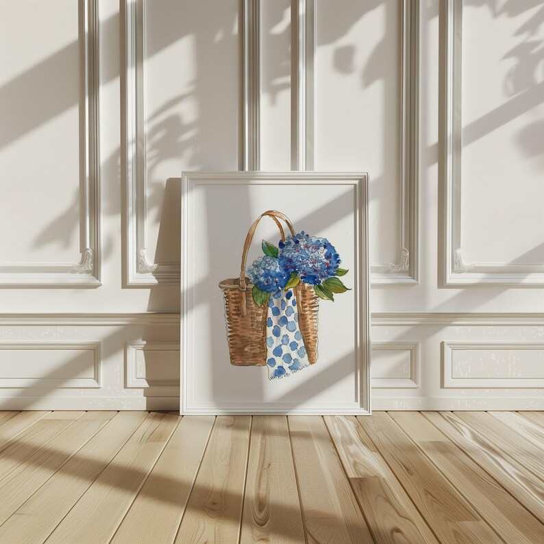 Blue Hydrangea Wall Art for Coastal Granddaughter Decor