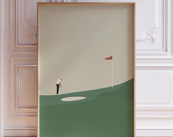 Golf Wall Art for Men | Minimalist Golf Print | Man Cave Golfing Poster | Golfing Print for Golf Office | Golf Art Print | Retro Golf Print