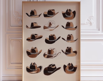 Southwestern Art Print | Cowboy Art Print | Western Art Print | Southwestern Wall Art | Cowboy Hats Poster Wall Art | Cowboy Hat Wall Art