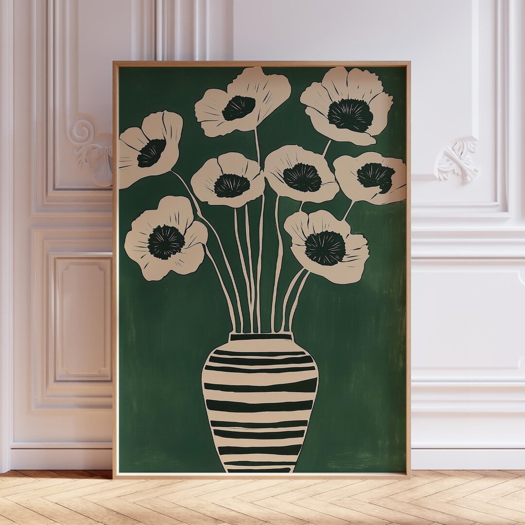 Abstract Green Floral Print | Dark Green Floral Wall Art | Matisse ...