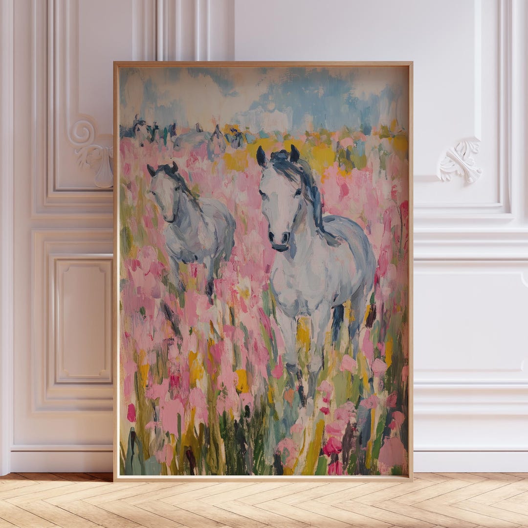 Pink Horse Print for Girls Room | Watercolor Pastel Horse Poster | Girl