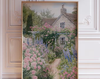 Floral Print | Vintage Spring Cottage Wall Art | Flowers Garden Painting | Floral Farmhouse Wall Decor | Antique Watercolor Flower Print