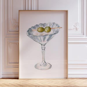 Seashell Martini Print | Coastal Granddaughter Wall Art | Coastal Kitchen Print Trendy Dirty Martini Wall Art | Coastal Granddaughter Print