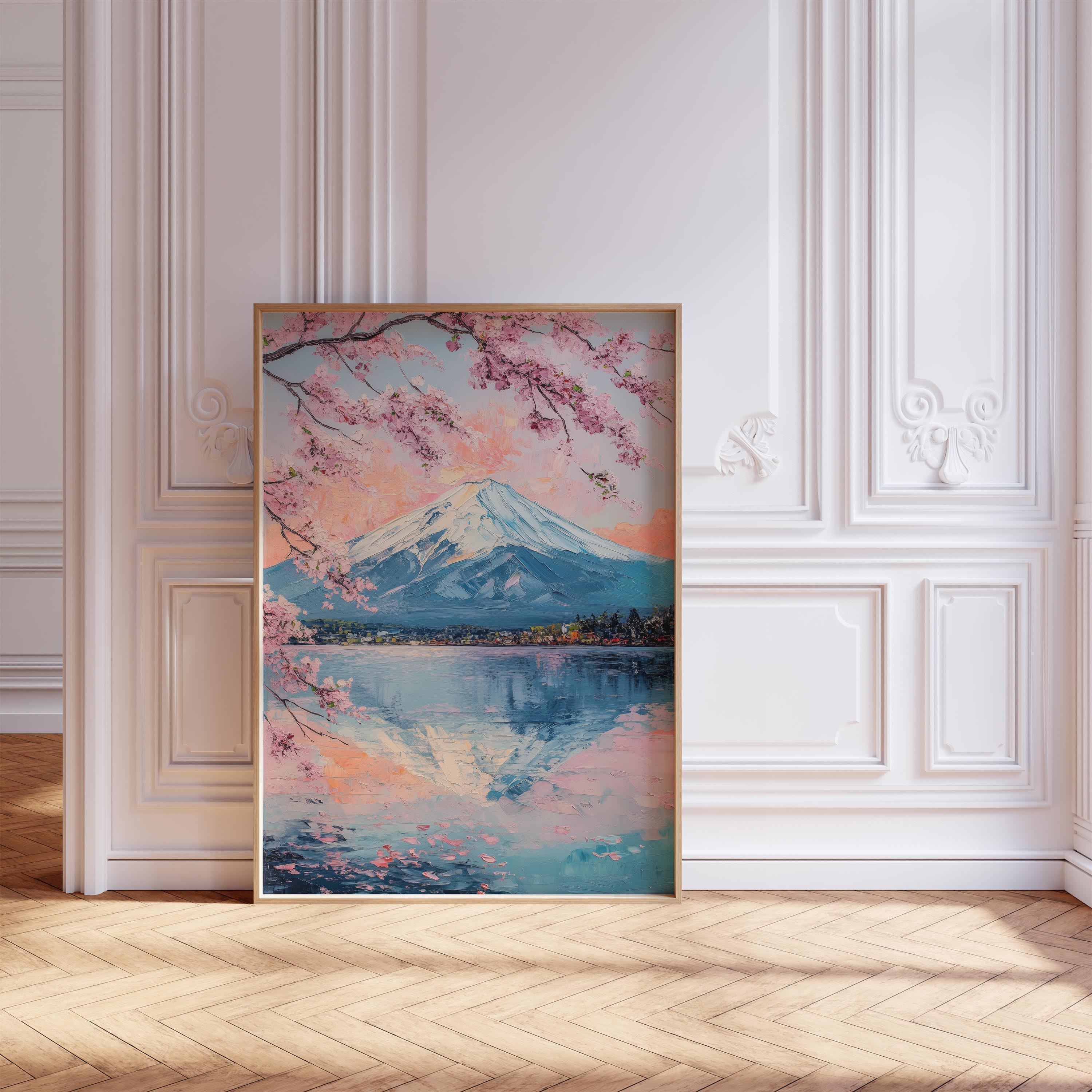 Japanese Cherry Blossom Wall Art | Mt Fuji Print | Watercolor Cherry ...