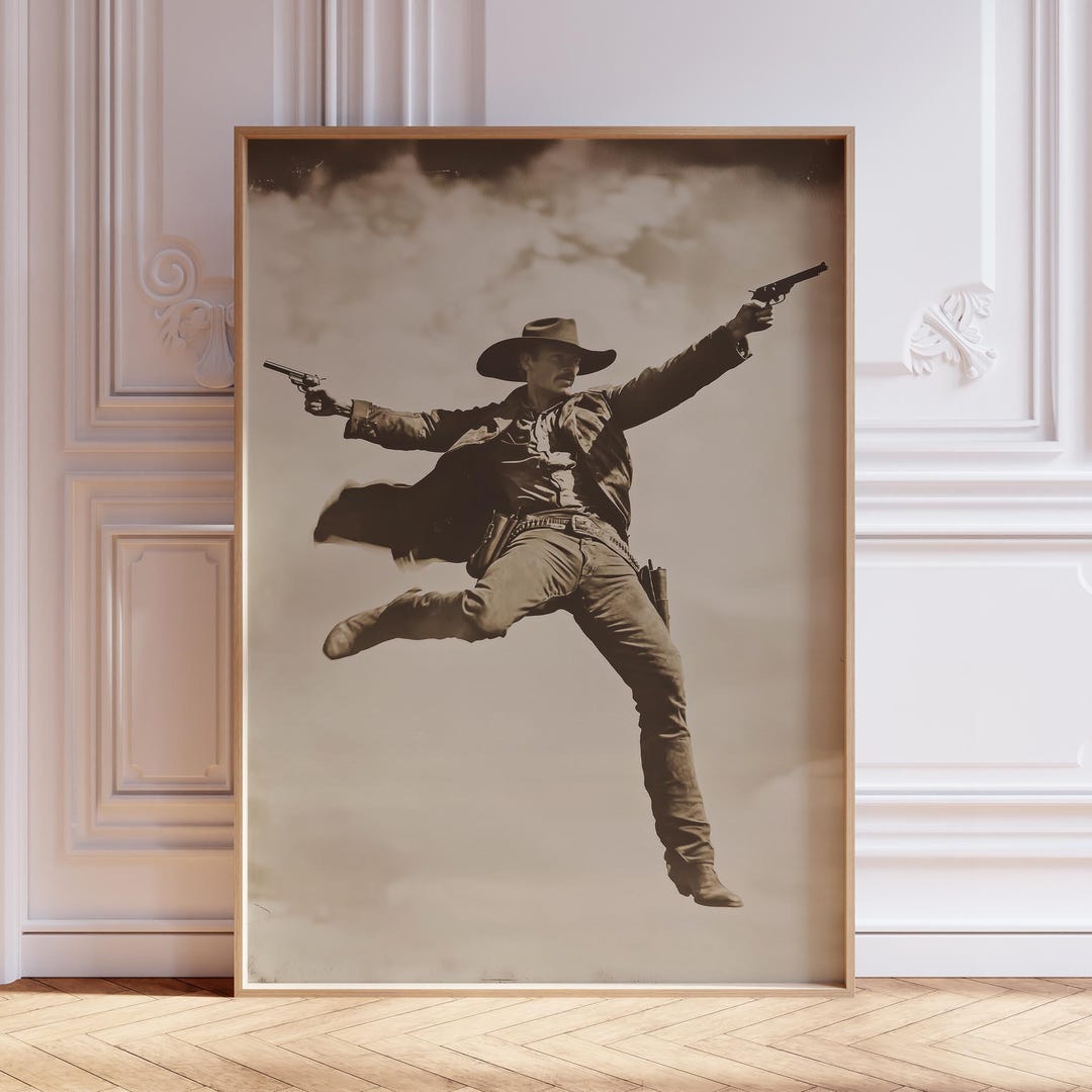 Vintage Cowboy Art Print | Rustic Cowboy Print | Wild West Frontier Art ...