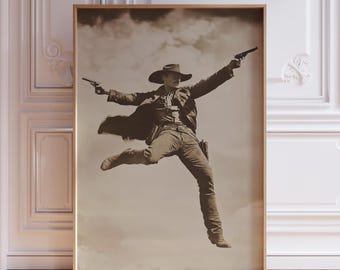 Vintage Cowboy Art Print | Rustic Cowboy Print | Wild West Frontier Art Outlaw Wall Art | Antique Western Art Print | Southwestern Wall Art