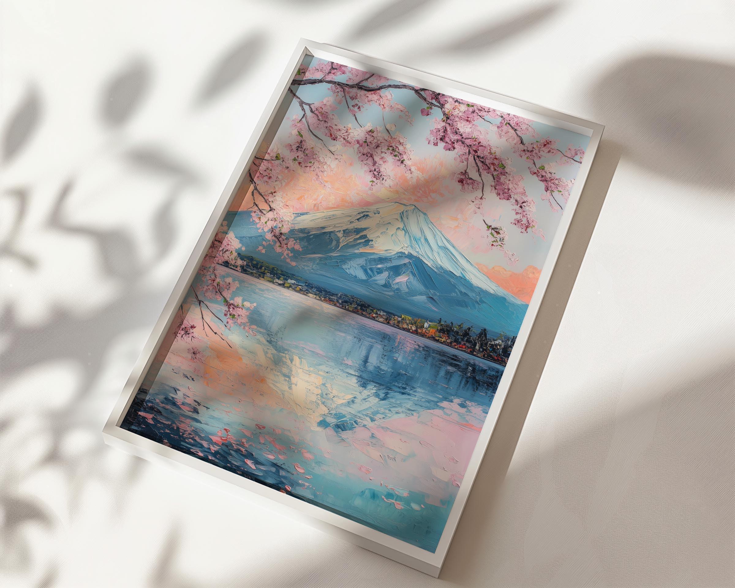 Japanese Cherry Blossom Wall Art | Mt Fuji Print | Watercolor Cherry ...