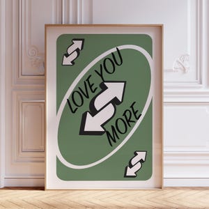 Te amo más (estampado inverso) / Póster Te amo más (verde salvia) / Impresión Te amo más / Impresión de tarjeta Te amo más (verde) / Póster de tarjeta