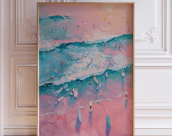 Surf Wall Art | Surf Poster | Coastal Artwork | Pink Beachy Wall Art | Surf Print | Surfboard Wall Art | Coastal Wall Art | Surf Art Print