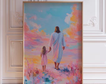 Pink Jesus Wall Art | Christ Art Print | Jesus Print for Girls | Christian Poster | Jesus Art Print | Christ Artwork | Christian Art Print