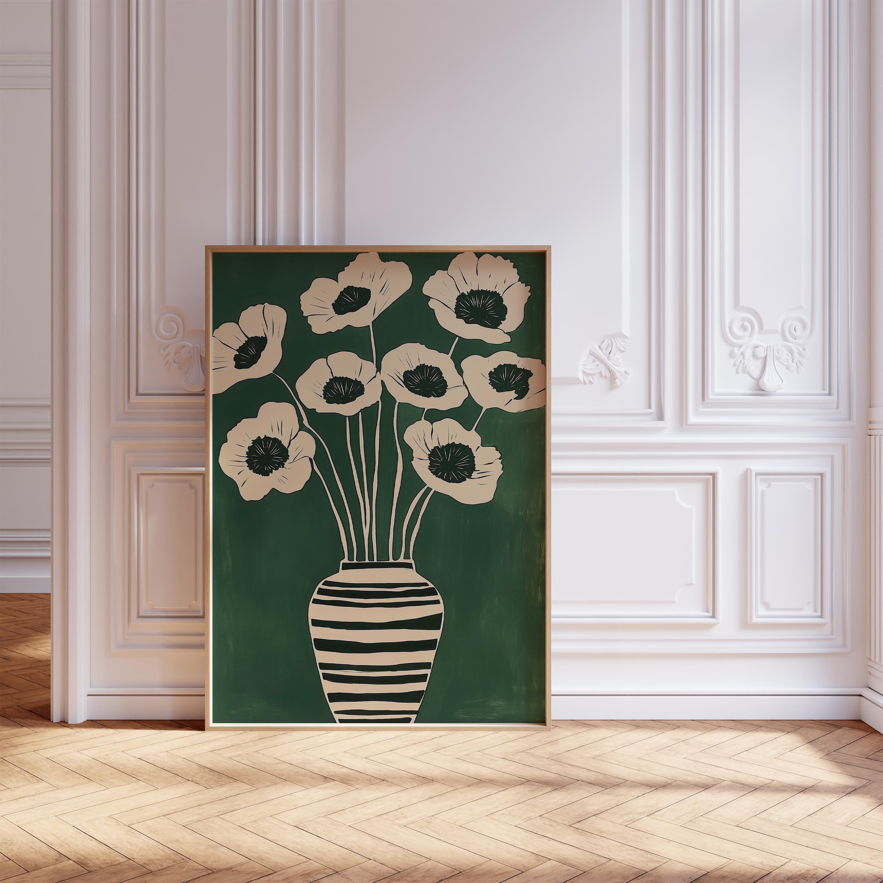 Abstract Green Floral Print | Dark Green Floral Wall Art | Matisse ...