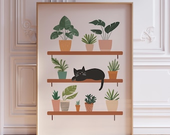 Black Cat Wall Art Print