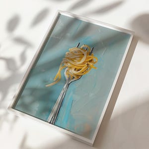 Oil painting spaghetti pasta print for kitchen wall art