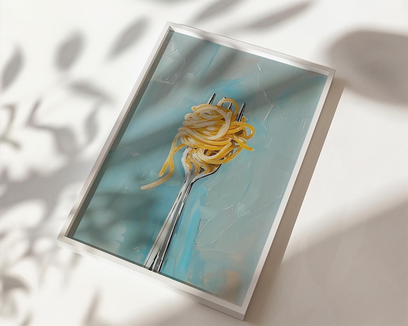 Oil painting spaghetti pasta print for kitchen wall art