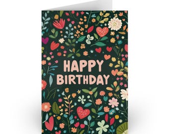 Green Floral Happy Birthday Card for Her