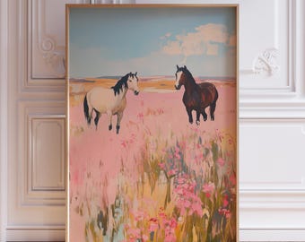 Pink Coastal Cowgirl Print | Long Live Cowgirls Print Coastal Cowgirl Wall Art | Boho Vintage Horse Wall Art | Countryside Landscape Poster