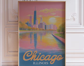 Pink Retro Chicago Wall Art Print