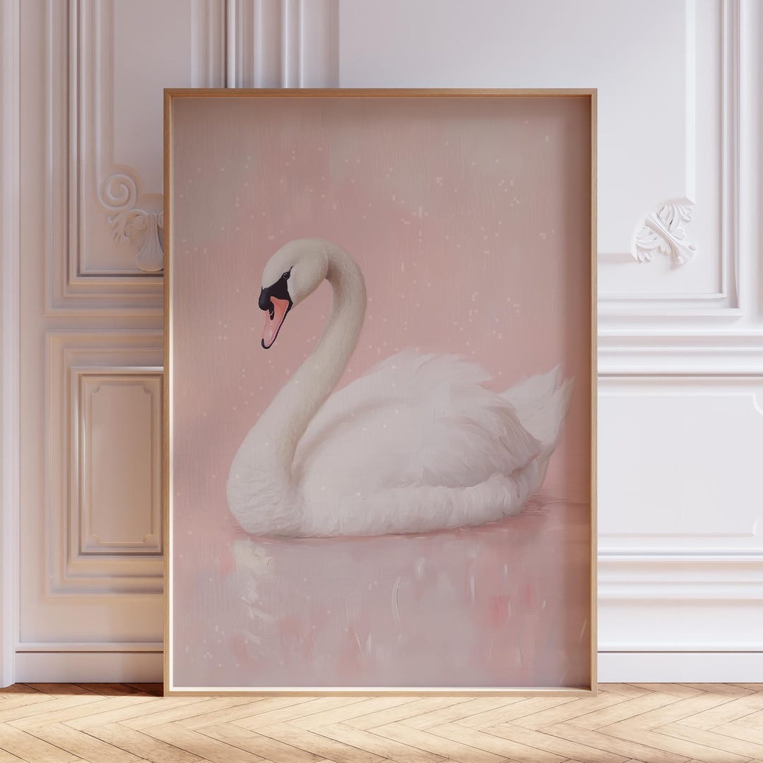 Pink Swan Print | Vintage Swan Print | Watercolor Swan Wall Art | Swan ...