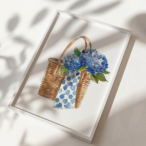 Blue Hydrangea Wall Art for Coastal Granddaughter Decor