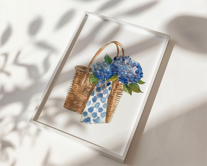 Blue Hydrangea Wall Art for Coastal Granddaughter Decor