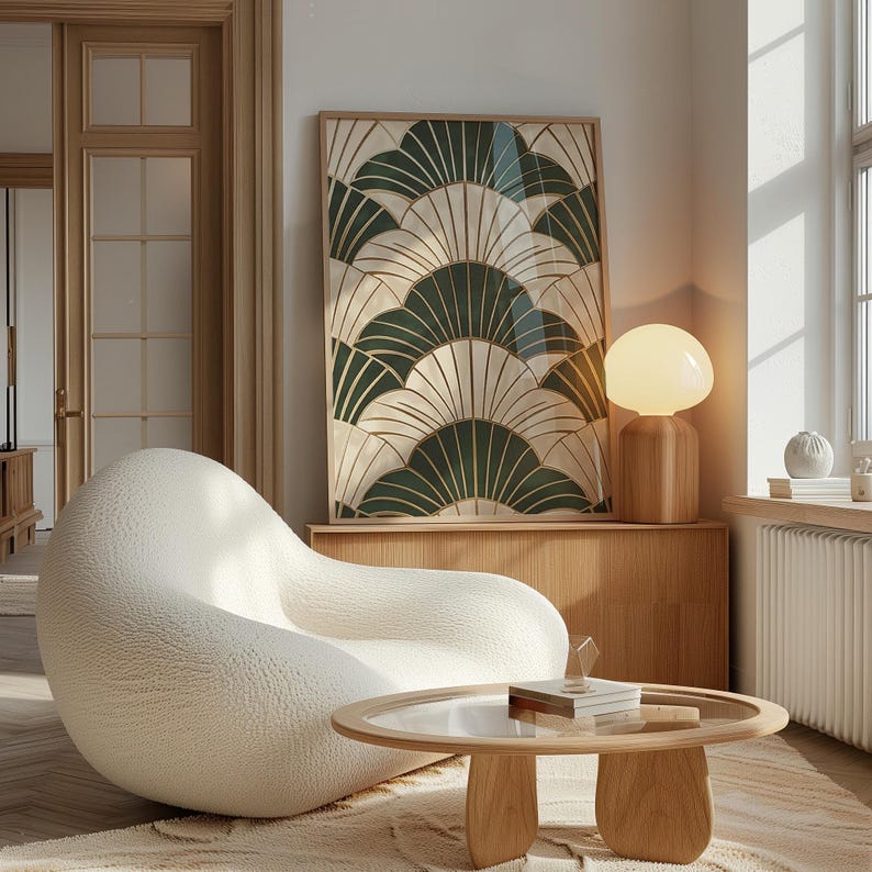 Sage green japandi wall art